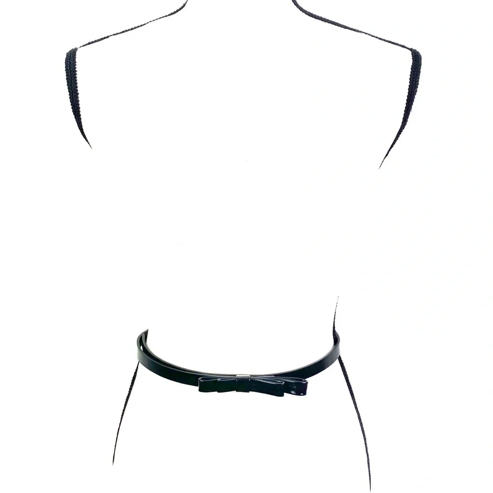 Black Patent Leather Adjustable Bow Belt